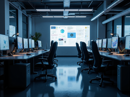 专业验证团队工作场景，多名技术人员在现代化办公室中操作电脑，蓝色工作服，专业设备，明亮灯光